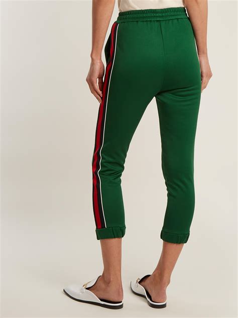 gucci crop trousers red green racing syripe|mr porter Gucci pants.